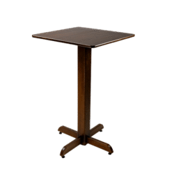 BISTRÔ QUADRADO 60x60 PÉ CENTRAL MADEIRA TAMPO PAINEL S/BORDA TECA LISO VERNIZ - PU LISO (100% LIXA) IMBUIA