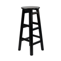 BANQUETA ALTA 75CM MADEIRA ASSENTO REDONDO PAINEL PAINEL LISO VERNIZ – PU LISO (100% LIXA) PRETO