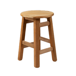 BANQUETA BAIXA 45CM ASSENTO REDONDO MADEIRA PAINEL LISO CRU S/VERNIZ