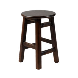 BANQUETA BAIXA 45CM ASSENTO REDONDO MADEIRA PAINEL LISO C/VERNIZ