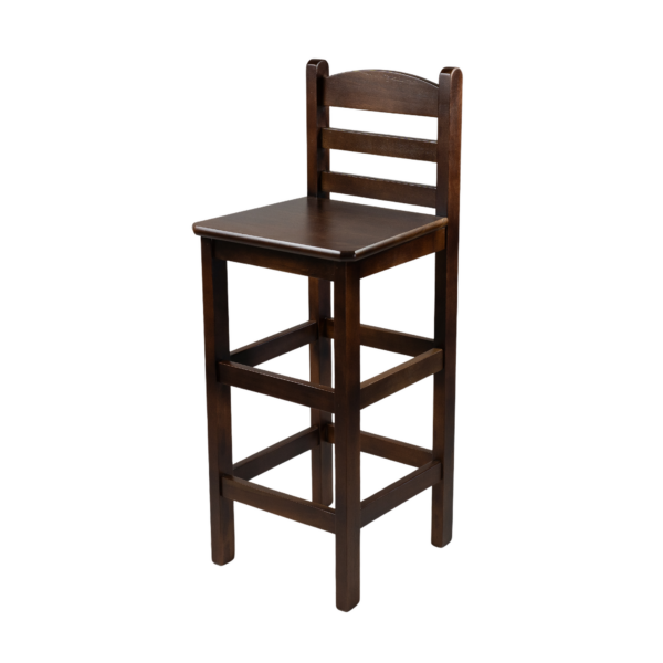 BANQUETÃO C/ENCOSTO RETO 70CM MADEIRA ASSENTO PAINEL TECA LISO VERNIZ - PU RÚSTICO (50% LIXA) IMBUIA