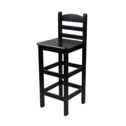 BANQUETÃO C/ENCOSTO RETO 70CM MADEIRA ASSENTO PAINEL TECA LISO VERNIZ - PU LISO (100% LIXA) PRETO