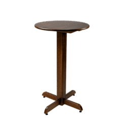 BISTRÔ REDONDO 60 Ø PÉ CENTRAL MADEIRA TAMPO PAINEL S/BORDA TECA  LISO VERNIZ - PU LISO (100% LIXA) IMBUIA