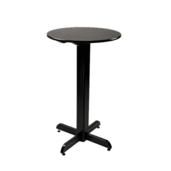 BISTRÔ REDONDO 60 Ø PÉ CENTRAL MADEIRA TAMPO PAINEL S/BORDA TECA  LISO VERNIZ - PU LISO (100% LIXA) PRETO