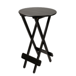 BISTRÔ DOBRÁVEL REDONDO 60CM Ø TAMPO 2 PARTES MADEIRA PAINEL PINUS LISO VERNIZ - PU RÚSTICO (50% LIXA) PRETO