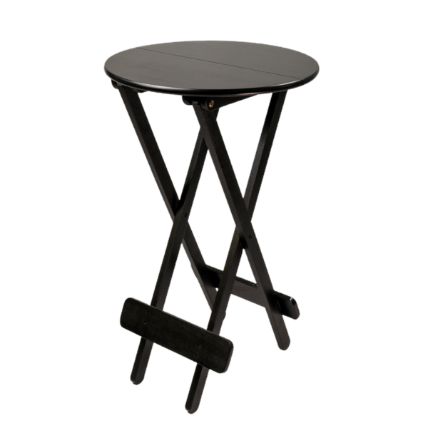 BISTRÔ DOBRÁVEL REDONDO 60CM Ø TAMPO 2 PARTES MADEIRA PAINEL PINUS LISO VERNIZ - PU RÚSTICO (50% LIXA) PRETO