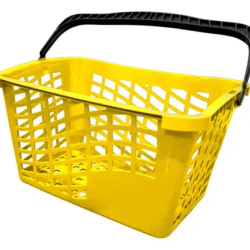 CESTA PLÁSTICA COM ALÇA 25 LITROS 53X36X28 AMARELO