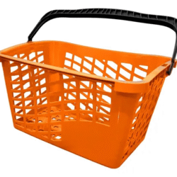 CESTA PLÁSTICA COM ALÇA 25 LITROS 53X36X28 LARANJA