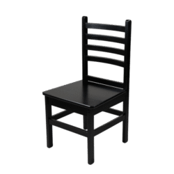 CADEIRA GRANDE PLUS SIZE MADEIRA ASSENTO PAINEL TECA LISO VERNIZ - PU RÚSTICO (50% LIXA) PRETO