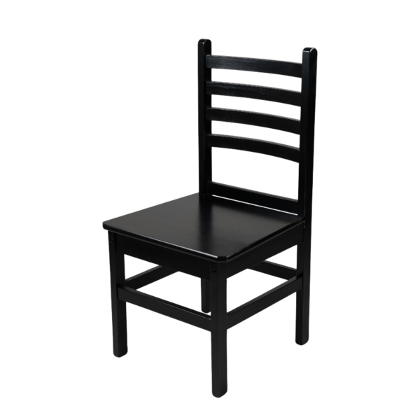 CADEIRA GRANDE PLUS SIZE MADEIRA ASSENTO PAINEL TECA LISO VERNIZ - PU RÚSTICO (50% LIXA) PRETO