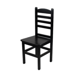 CADEIRA BAIXA 88CM - PRATIKA MADEIRA ASSENTO RIPADO VERNIZ - PU RÚSTICO (50% LIXA) PRETO