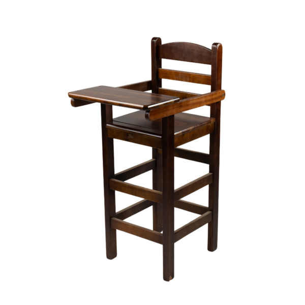 CADEIRÃO PARA BEBÊ C/BANDEJA MADEIRA ASSENTO PAINEL TECA LISO VERNIZ - PU LISO (100% LIXA) IMBUIA