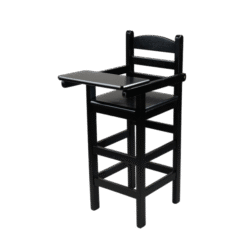 CADEIRÃO PARA BEBÊ C/BANDEJA MADEIRA ASSENTO PAINEL TECA LISO VERNIZ - PU LISO (100% LIXA) PRETO
