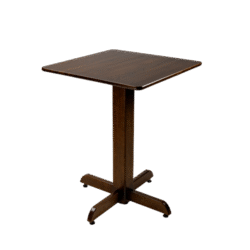 MESA QUADRADA 60X60 PÉ CENTRAL MADEIRA TAMPO PAINEL LISO VERNIZ - PU LISO (100% LIXA) IMBUIA