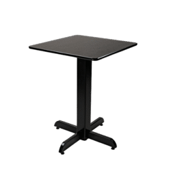 MESA QUADRADA 60X60 PÉ CENTRAL MADEIRA TAMPO PAINEL LISO VERNIZ - PU LISO (100% LIXA) PRETO