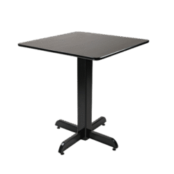 MESA QUADRADA 70X70 PÉ CENTRAL MADEIRA TAMPO PAINEL LISO VERNIZ - PU LISO (100% LIXA) PRETO