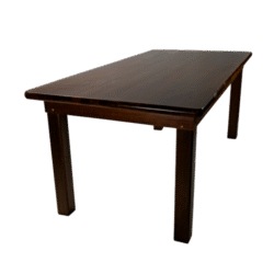 MESA MADEIRA FIXA 100X200 4 PÉS (PÉ 9X9) C/BORDA TAMPO PAINEL TECA LISO VERNIZ - PU LISO (100% LIXA) IMBUIA