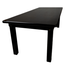 MESA MADEIRA FIXA 100X245 4 PÉS (PÉ 9X9) C/BORDA TAMPO PAINEL TECA LISO VERNIZ - PU LISO (100% LIXA) PRETO