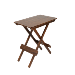 MESA DOBRÁVEL 43X70 TAMPO INTEIRO MADEIRA PAINEL TECA LISO VERNIZ - PU RÚSTICO (50% LIXA) IMBUIA