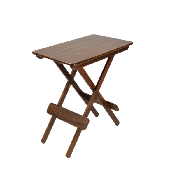 MESA DOBRÁVEL 43X70 TAMPO INTEIRO MADEIRA PAINEL TECA LISO VERNIZ - PU RÚSTICO (50% LIXA) IMBUIA