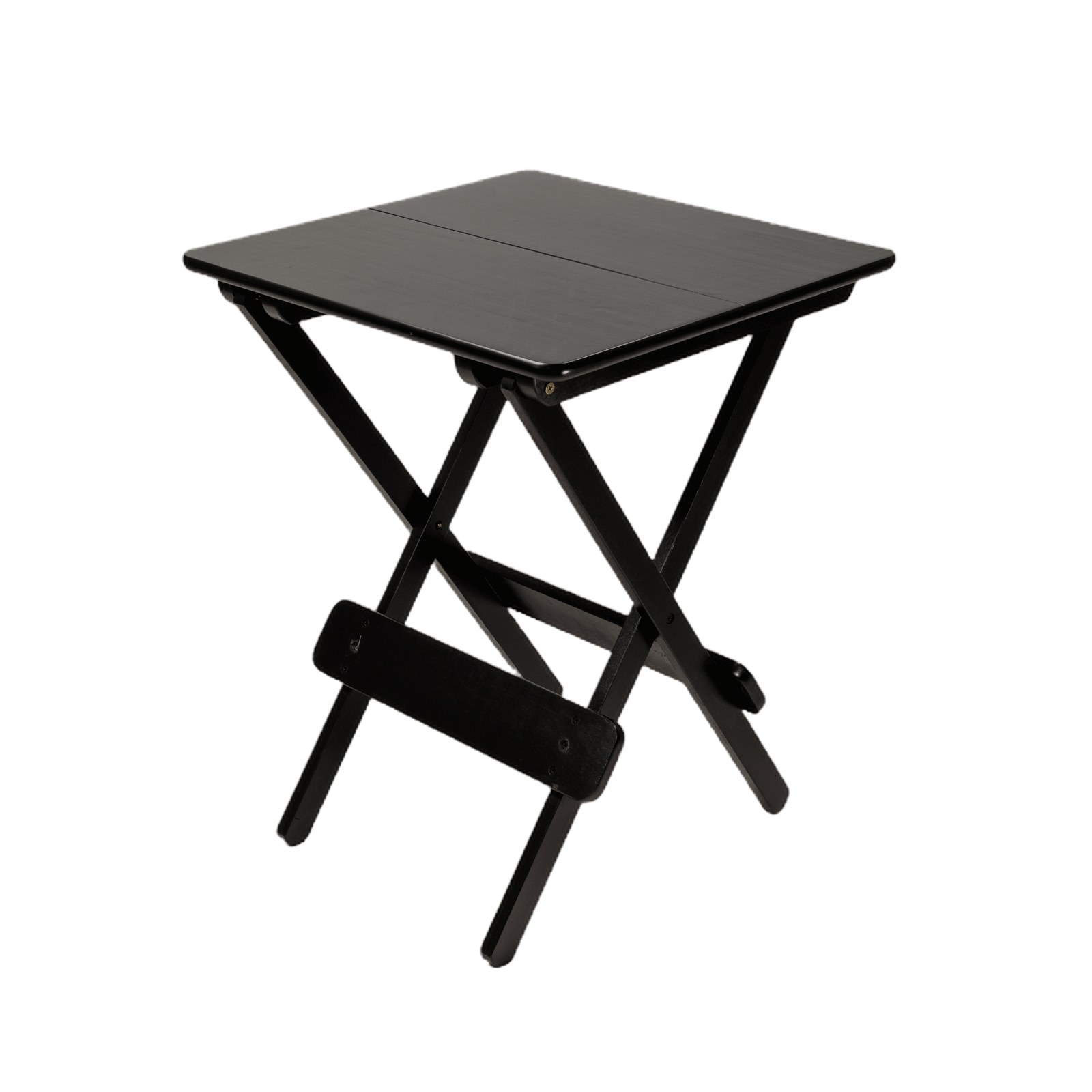 MESA DOBRÁVEL 60X60 TAMPO 2 PARTES MADEIRA PAINEL TECA LISO VERNIZ - PU RÚSTICO (50% LIXA) PRETO