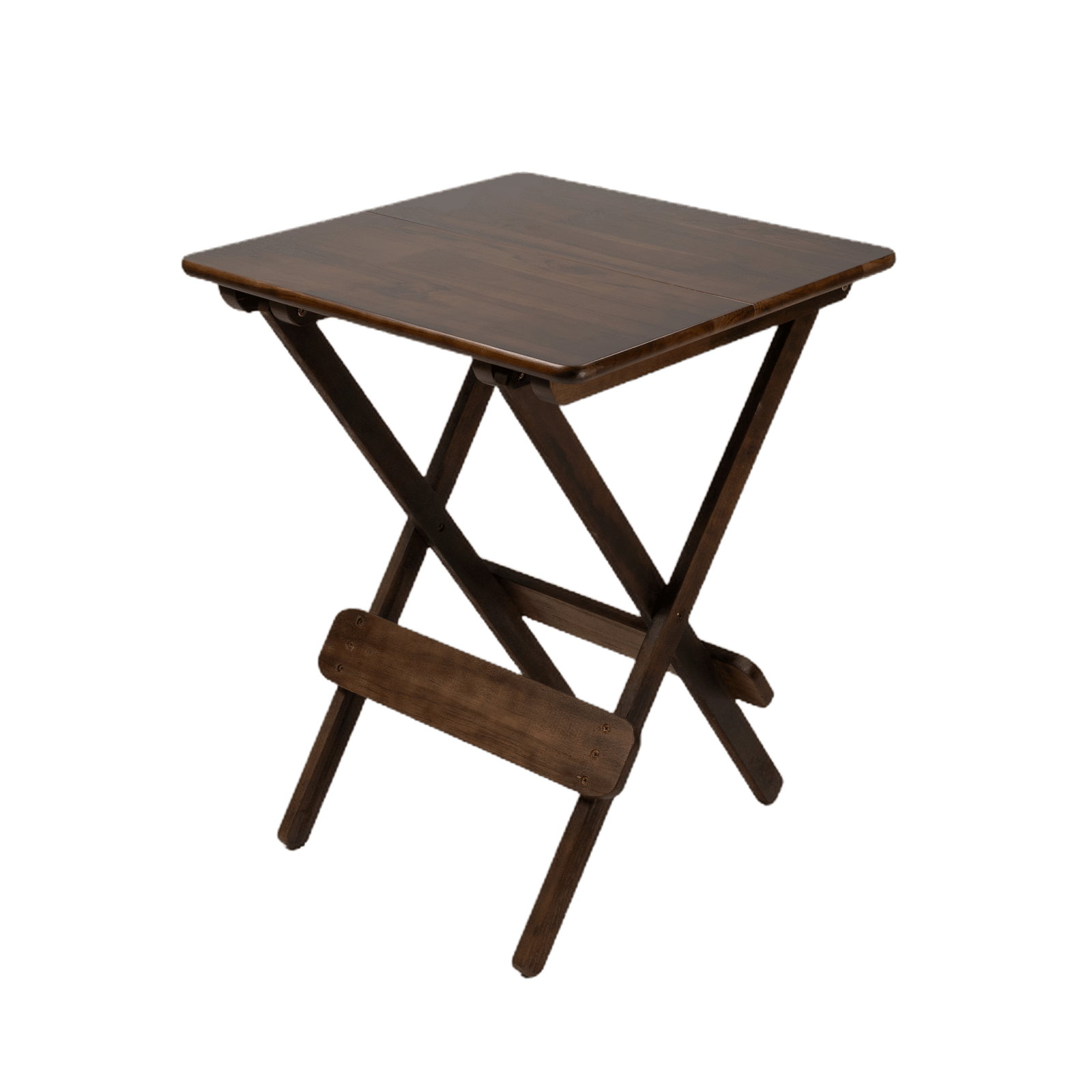 MESA DOBRÁVEL 60X60 TAMPO 2 PARTES MADEIRA PAINEL PINUS LISO VERNIZ - PU RÚSTICO (50% LIXA) IMBUIA