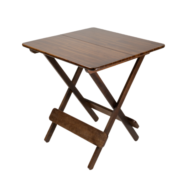 MESA DOBRÁVEL 70X70 TAMPO 2 PARTES MADEIRA PAINEL PINUS LISO VERNIZ - PU RÚSTICO (50% LIXA) IMBUIA