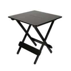 MESA DOBRÁVEL 70X70 TAMPO 2 PARTES MADEIRA PAINEL PINUS LISO VERNIZ - PU RÚSTICO (50% LIXA) PRETO