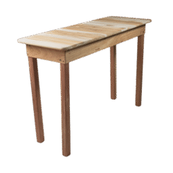 MESA FIXA 43×120 4 PÉS (PÉ 5X7) BORDA FINA MADEIRA TAMPO PAINEL LISO CRU S/VERNIZ