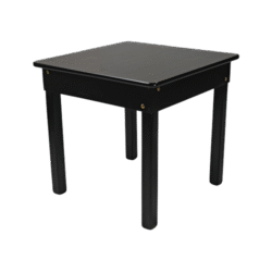 MESA MADEIRA FIXA 60X60 INFANTIL 58CM ALT.4 PÉS TAMPO PAINEL TECA LISO VERNIZ - PU RÚSTICO (50% LIXA) PRETO