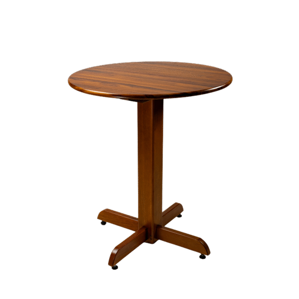 MESA DE MADEIRA REDONDA 70CM COM PÉ CENTRAL