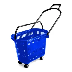 CESTA PLÁSTICA 30 LITROS COM ALÇA E RODINHA