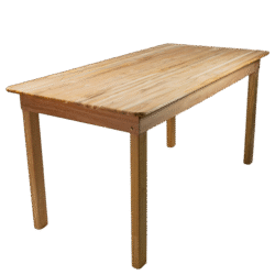 MESA FIXA 80×160 4 PÉS MADEIRA TAMPO PAINEL LISO CRU S/VERNIZ