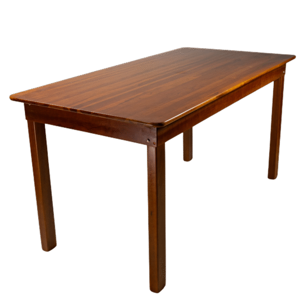MESA FIXA 80×160 4 PÉS MADEIRA TAMPO PAINEL LISO VERNIZ