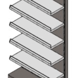 GONDOLA LATERAL 2,10X0,76 BASE 30CM EM MDF FENDI SUPERMATTE+5 BANDEJA EM AÇO P/40KG C/APARADOR