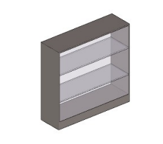 BALCÃO VITRINE MDF FIND SUPERMATE 1,00X1,00X0,30 FRENTE VIDRO C/2 PRATELEIRAS DE VIDRO