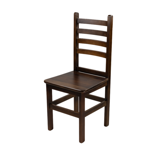 CADEIRA ALTA 98CM ENCOSTO ANATÔMICO MADEIRA ASSENTO PAINEL TECA LISO VERNIZ - PU RÚSTICO (50% LIXA) IMBUIA