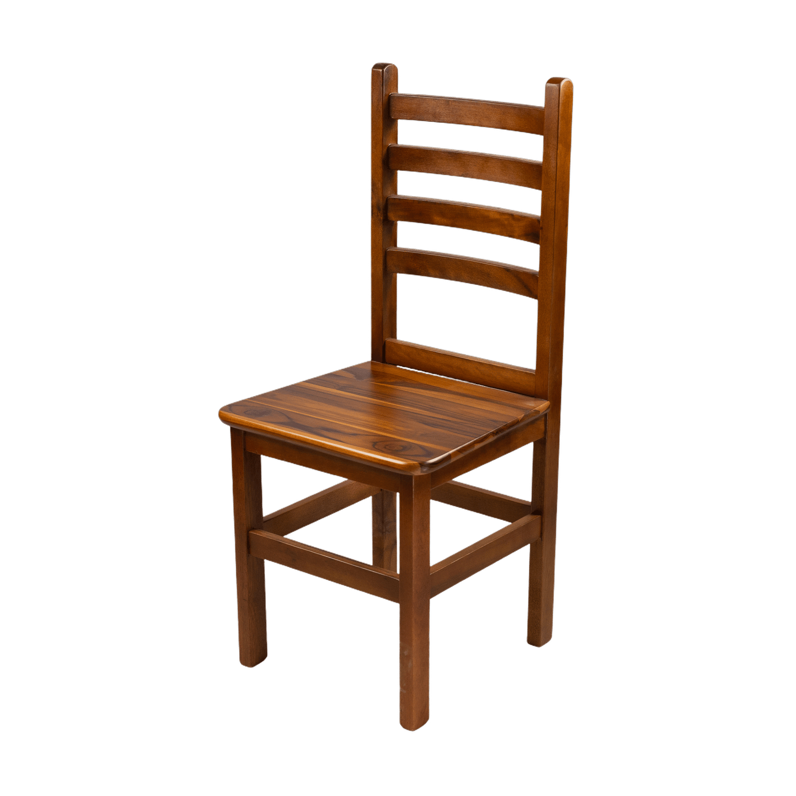 CADEIRA ALTA 98CM ENCOSTO ANATÔMICO MADEIRA ASSENTO PAINEL TECA LISO VERNIZ - PU RÚSTICO (50% LIXA) MEL