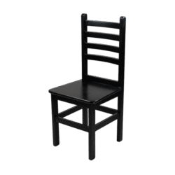 CADEIRA ALTA 98CM ENCOSTO ANATÔMICO MADEIRA ASSENTO PAINEL TECA LISO VERNIZ - PU RÚSTICO (50% LIXA) PRETO