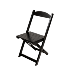 CADEIRA DOBRÁVEL RETRO FLEX ENCOSTO RETO VERNIZ - PU RÚSTICO (50% LIXA) PRETO