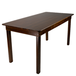 MESA MADEIRA FIXA 80x160 4 PÉS TAMPO PAINEL TECA LISO VERNIZ - PU RÚSTICO (50% LIXA) IMBUIA