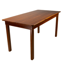 MESA MADEIRA FIXA 80x160 4 PÉS TAMPO PAINEL TECA LISO VERNIZ - PU RÚSTICO (50% LIXA) MEL