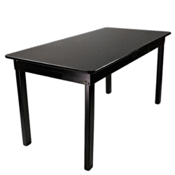 MESA MADEIRA FIXA 80x160 4 PÉS TAMPO PAINEL TECA LISO VERNIZ - PU RÚSTICO (50% LIXA) PRETO