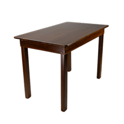 MESA MADEIRA FIXA 70x120 4 PÉS TAMPO PAINEL TECA LISO VERNIZ - PU RÚSTICO (50% LIXA) IMBUIA