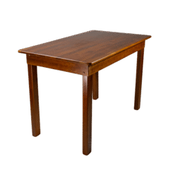 MESA MADEIRA FIXA 70x120 4 PÉS TAMPO PAINEL TECA LISO VERNIZ - PU RÚSTICO (50% LIXA) MEL