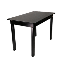 MESA MADEIRA FIXA 70x120 4 PÉS TAMPO PAINEL TECA LISO VERNIZ - PU RÚSTICO (50% LIXA) PRETO