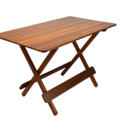 MESA DOBRÁVEL 70X120 TAMPO 2 PARTES MADEIRA PAINEL TECA LISO VERNIZ - PU RÚSTICO (50% LIXA) MEL