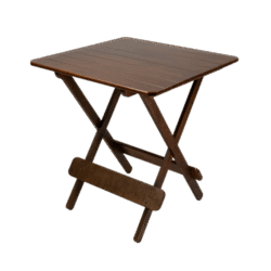 MESA DOBRÁVEL 70X70 TAMPO 2 PARTES MADEIRA MISTA RIPADA VERNIZ - PU RÚSTICO (50% LIXA) IMBUIA