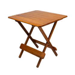 MESA DOBRÁVEL 70X70 TAMPO 2 PARTES MADEIRA MISTA RIPADA VERNIZ - PU RÚSTICO (50% LIXA) MEL