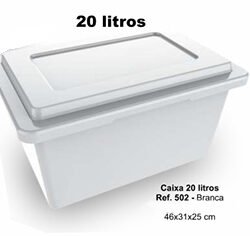 CAIXA RETANGULAR P/CONGELADOR C/TAMPA 20 LTS 46X31X25 BRANCA (EMBAL.5PÇ)